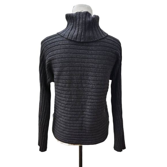 Cable & Gauge Turtleneck Knitted Sweater Charcoal Dark Grey Small - Picture 3 of 7